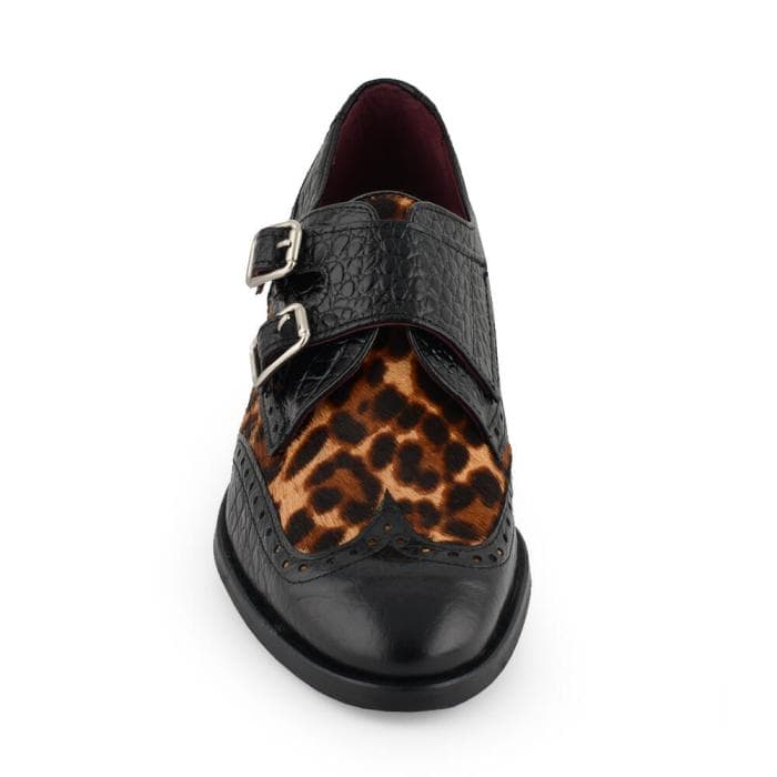 Comprar mocasín de piel negro combinado con efecto leopardo modelo Wodonga II
