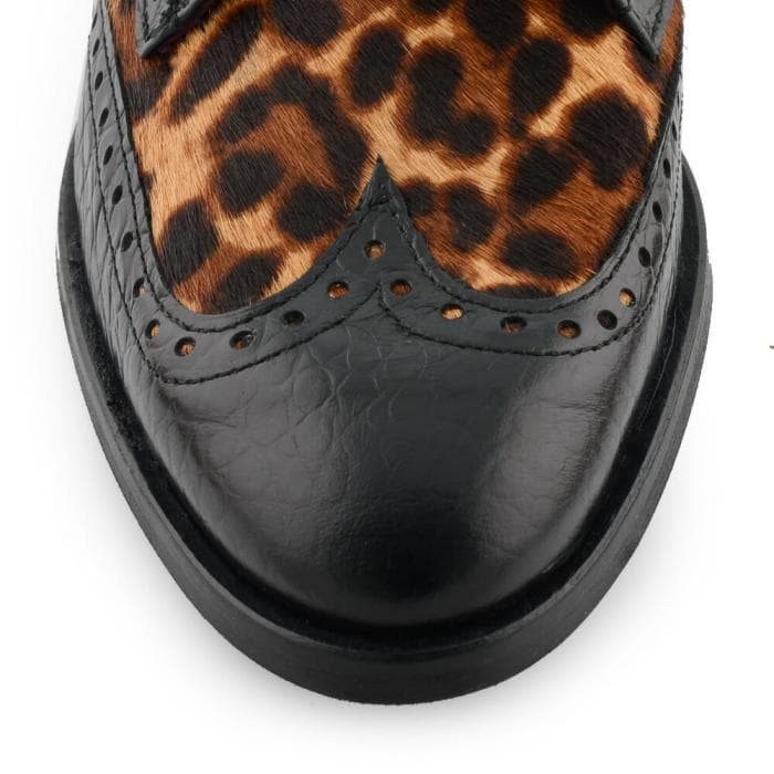 Comprar mocasín de piel negro combinado con efecto leopardo modelo Wodonga II