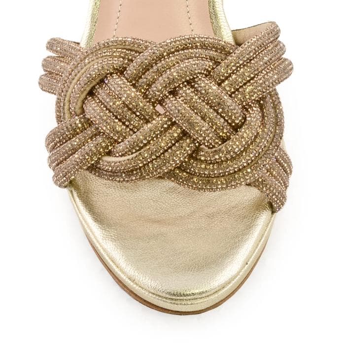 Calzado para eventos de mujer, nueva colección sandalia dorada con tacón, zapatería online paparazzo