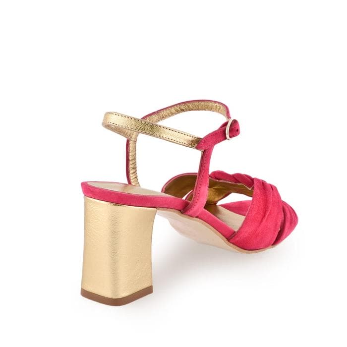 Sandalia de tacón cómoda para mujer rosa Paparazzo