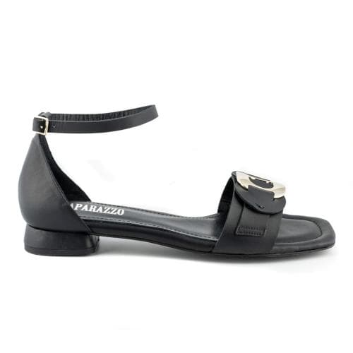 Sandalia piel color negro talón cerrado, comprar calzado mujer online
